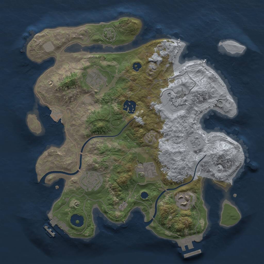 Rust Map: Procedural Map, Size: 3000, Seed: 6392725, 11 Monuments