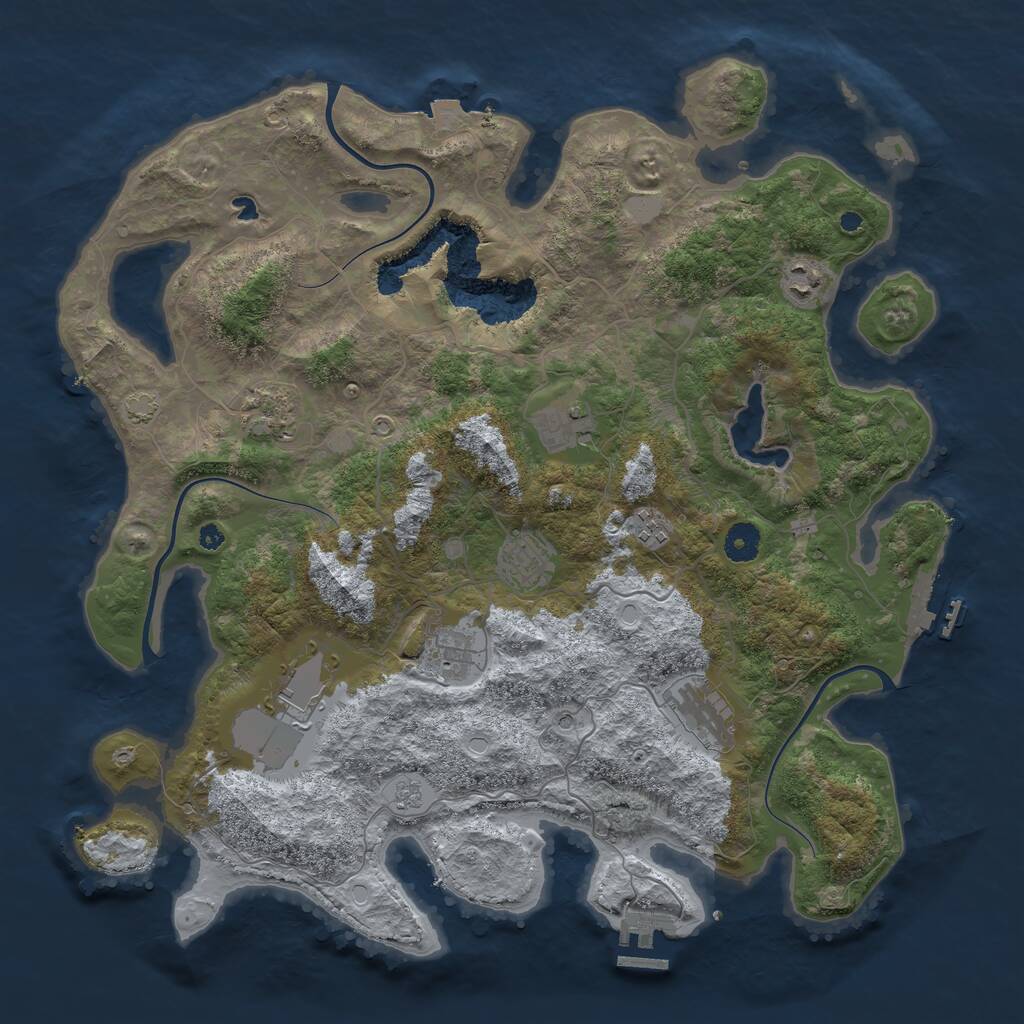 Rust Map: Procedural Map, Size: 4050, Seed: 1970028402, 14 Monuments