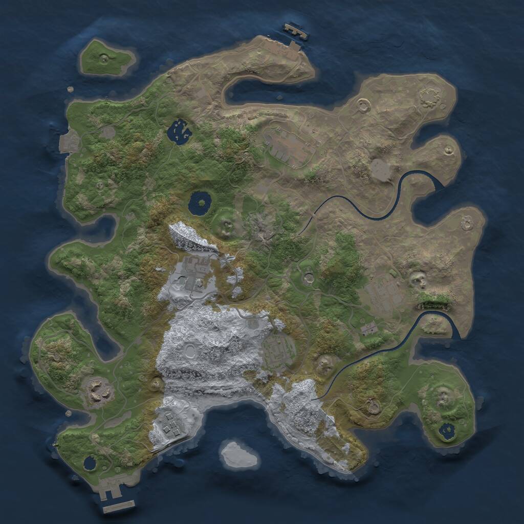 Rust Map: Procedural Map, Size: 3300, Seed: 1461007939, 12 Monuments