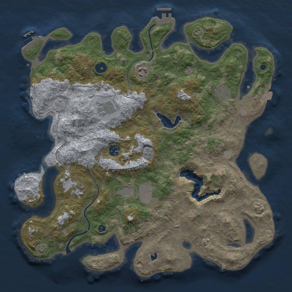 Rust Map: Procedural Map, Size: 4000, Seed: 668480339, 13 Monuments