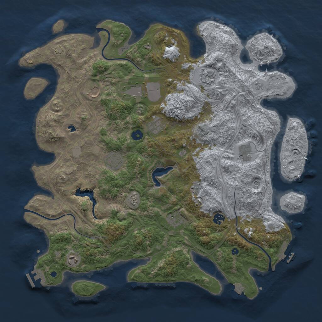Rust Map: Procedural Map, Size: 4400, Seed: 40273, 16 Monuments