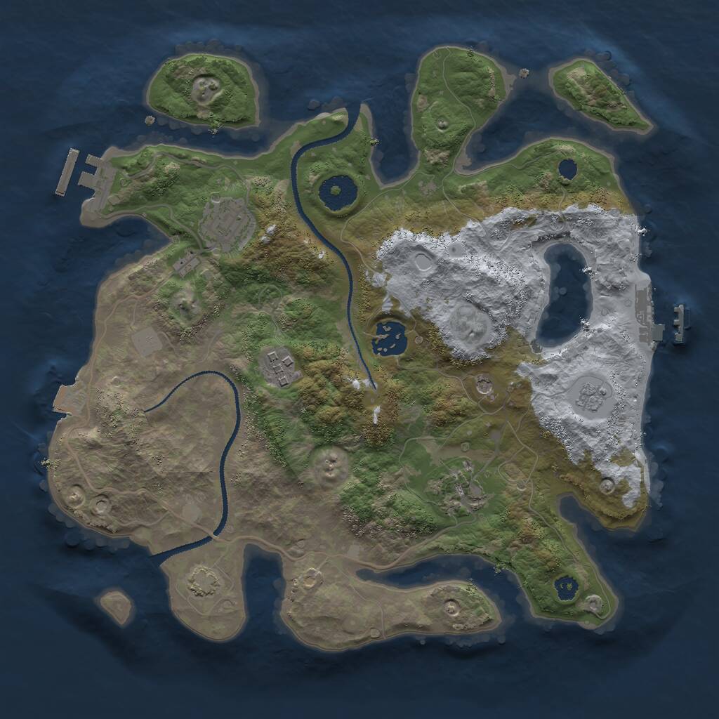 Rust Map: Procedural Map, Size: 3000, Seed: 1777768483, 10 Monuments