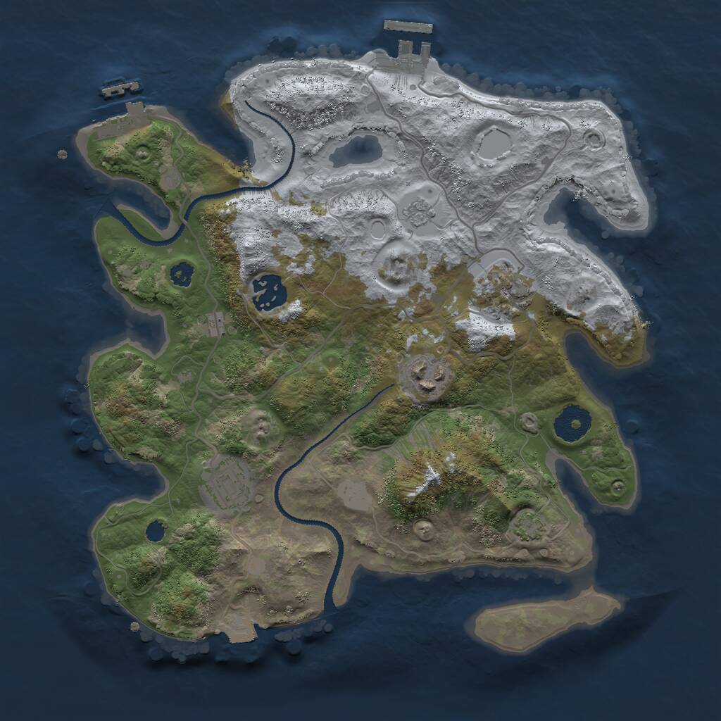 Rust Map: Procedural Map, Size: 3000, Seed: 382730531, 9 Monuments
