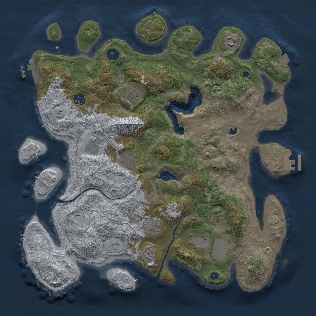 Rust Map: Procedural Map, Size: 4000, Seed: 154816564, 13 Monuments