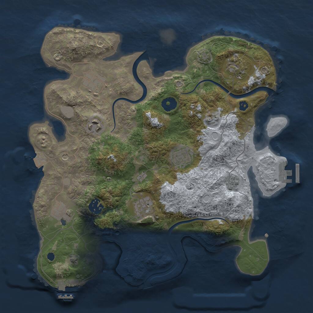 Rust Map: Procedural Map, Size: 3250, Seed: 1784190673, 13 Monuments