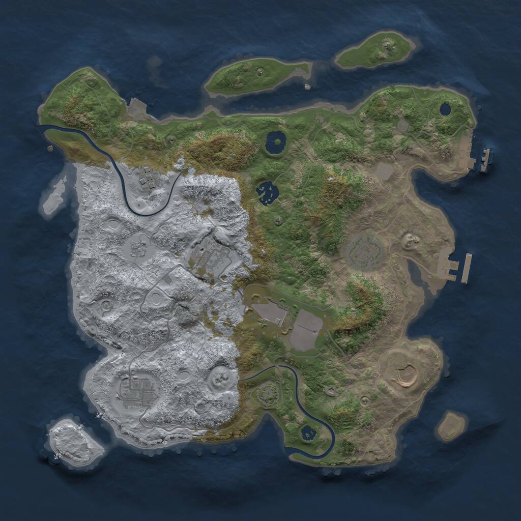 Rust Map: Procedural Map, Size: 3500, Seed: 1200446660, 13 Monuments