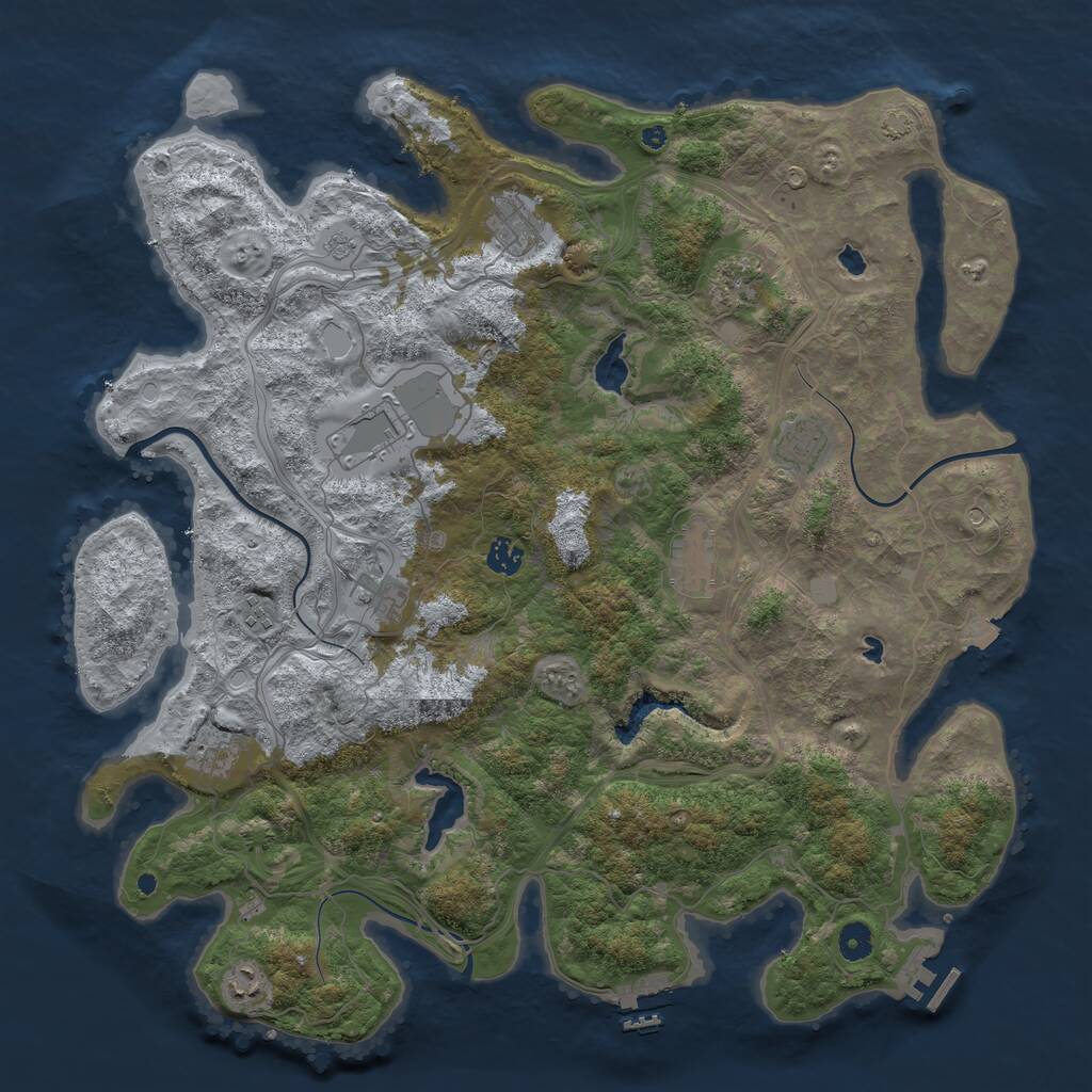 Rust Map: Procedural Map, Size: 4500, Seed: 2108422270, 16 Monuments