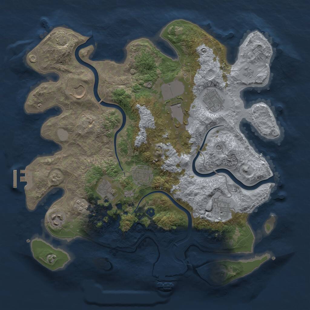 Rust Map: Procedural Map, Size: 3500, Seed: 398446889, 14 Monuments