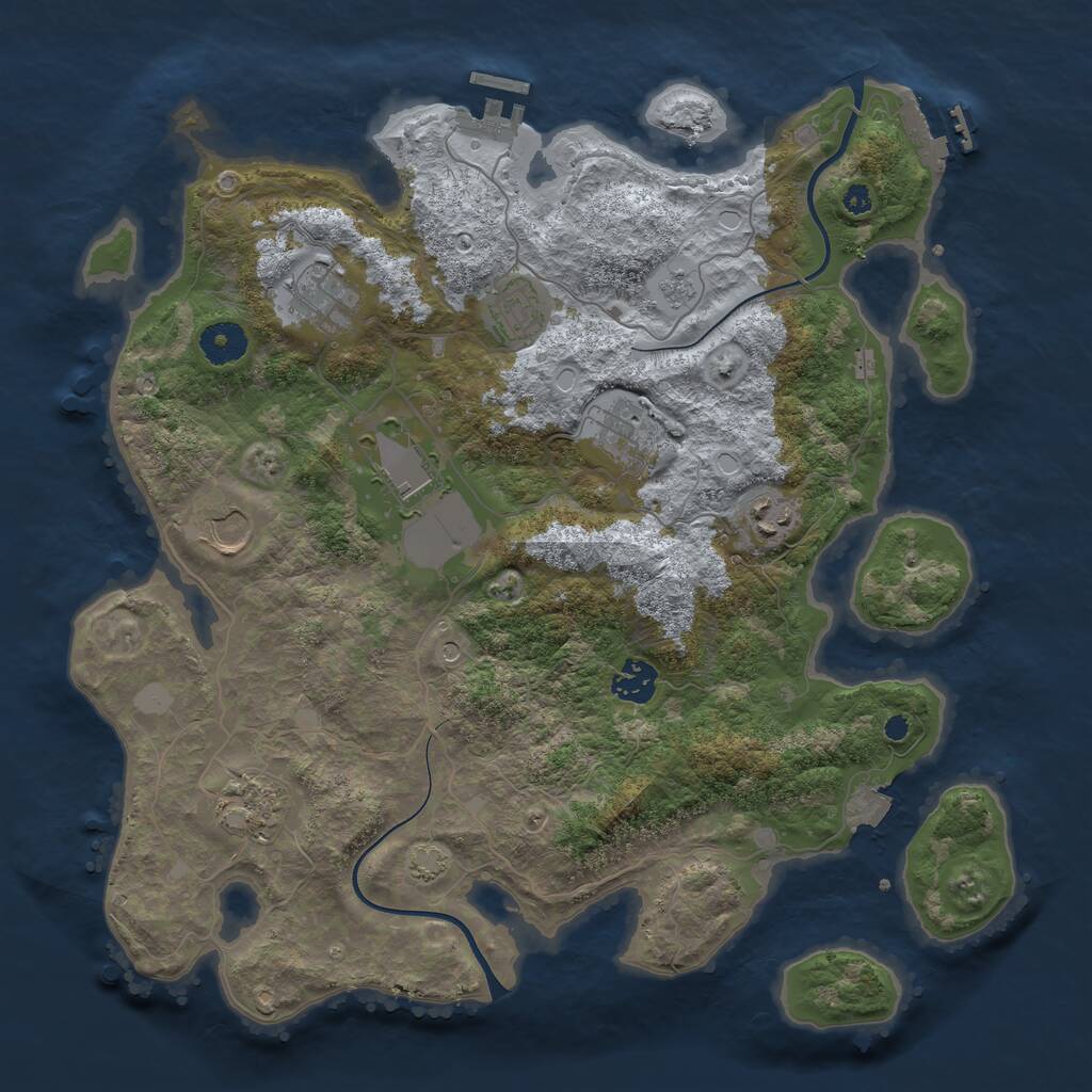 Rust Map: Procedural Map, Size: 3700, Seed: 1840180437, 14 Monuments