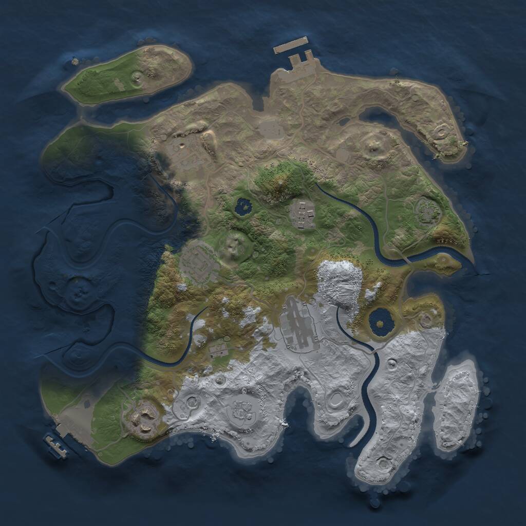Rust Map: Procedural Map, Size: 3000, Seed: 615502854, 11 Monuments