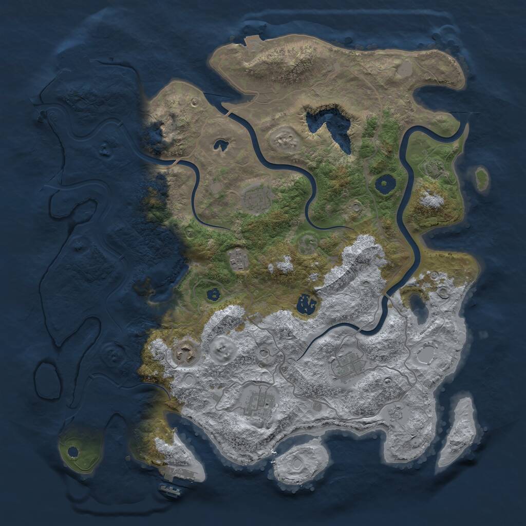 Rust Map: Procedural Map, Size: 4000, Seed: 45321, 12 Monuments