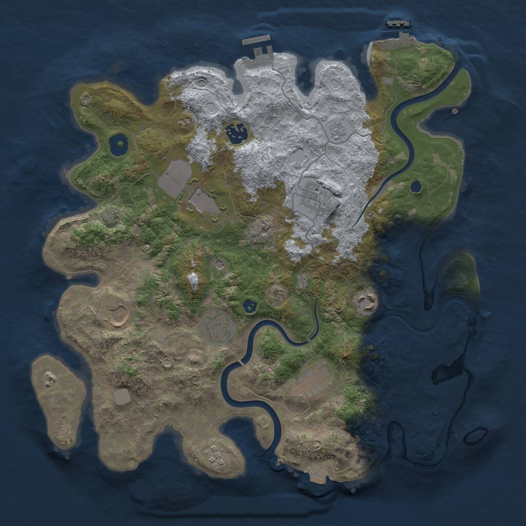 Rust Map: Procedural Map, Size: 3750, Seed: 343225722, 14 Monuments