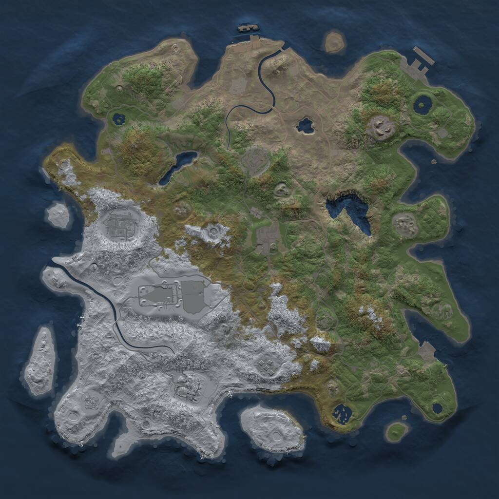 Rust Map: Procedural Map, Size: 4000, Seed: 649677729, 14 Monuments