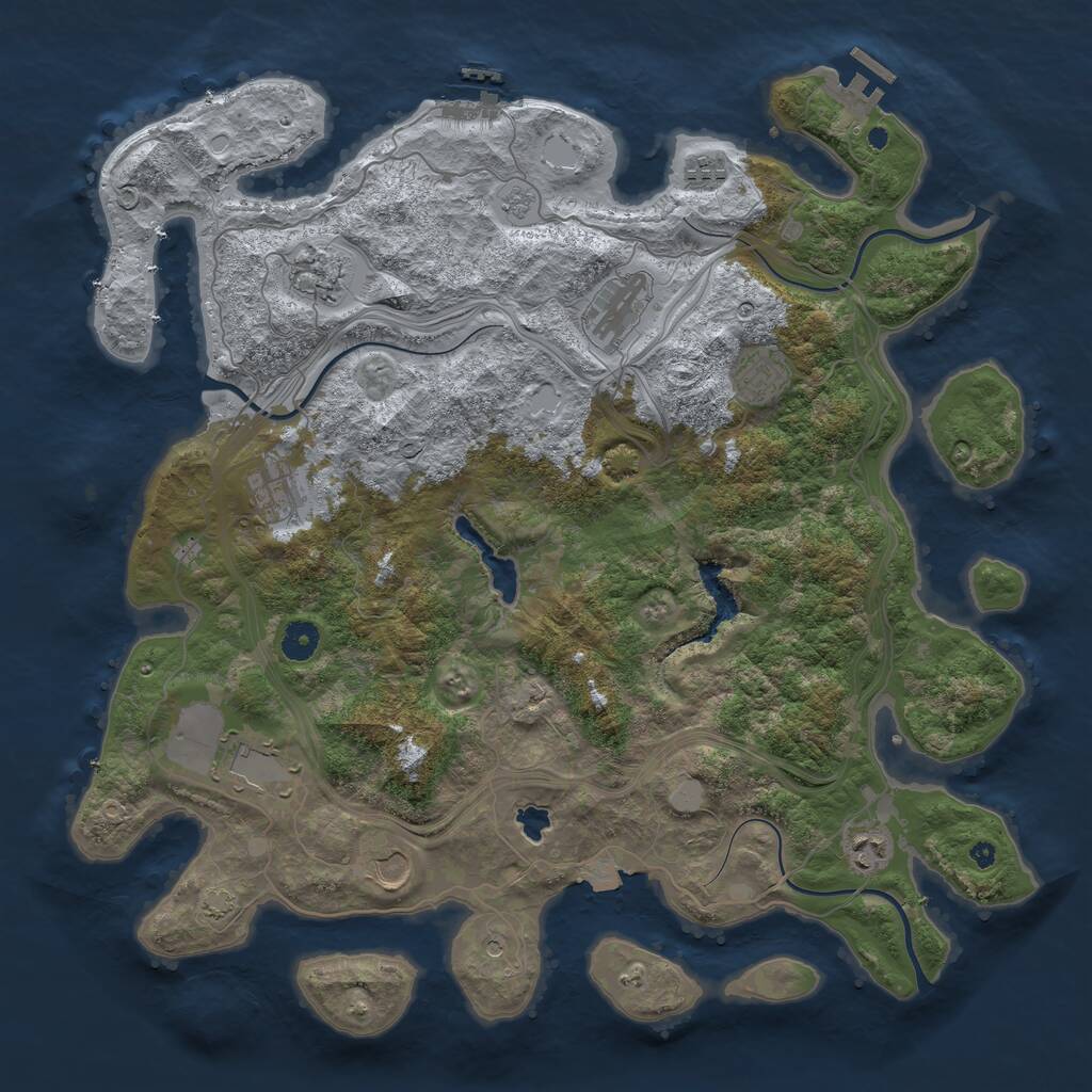 Rust Map: Procedural Map, Size: 4250, Seed: 338995024, 14 Monuments