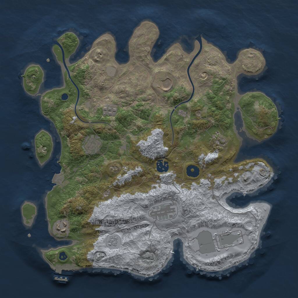 Rust Map: Procedural Map, Size: 3500, Seed: 821651830, 13 Monuments