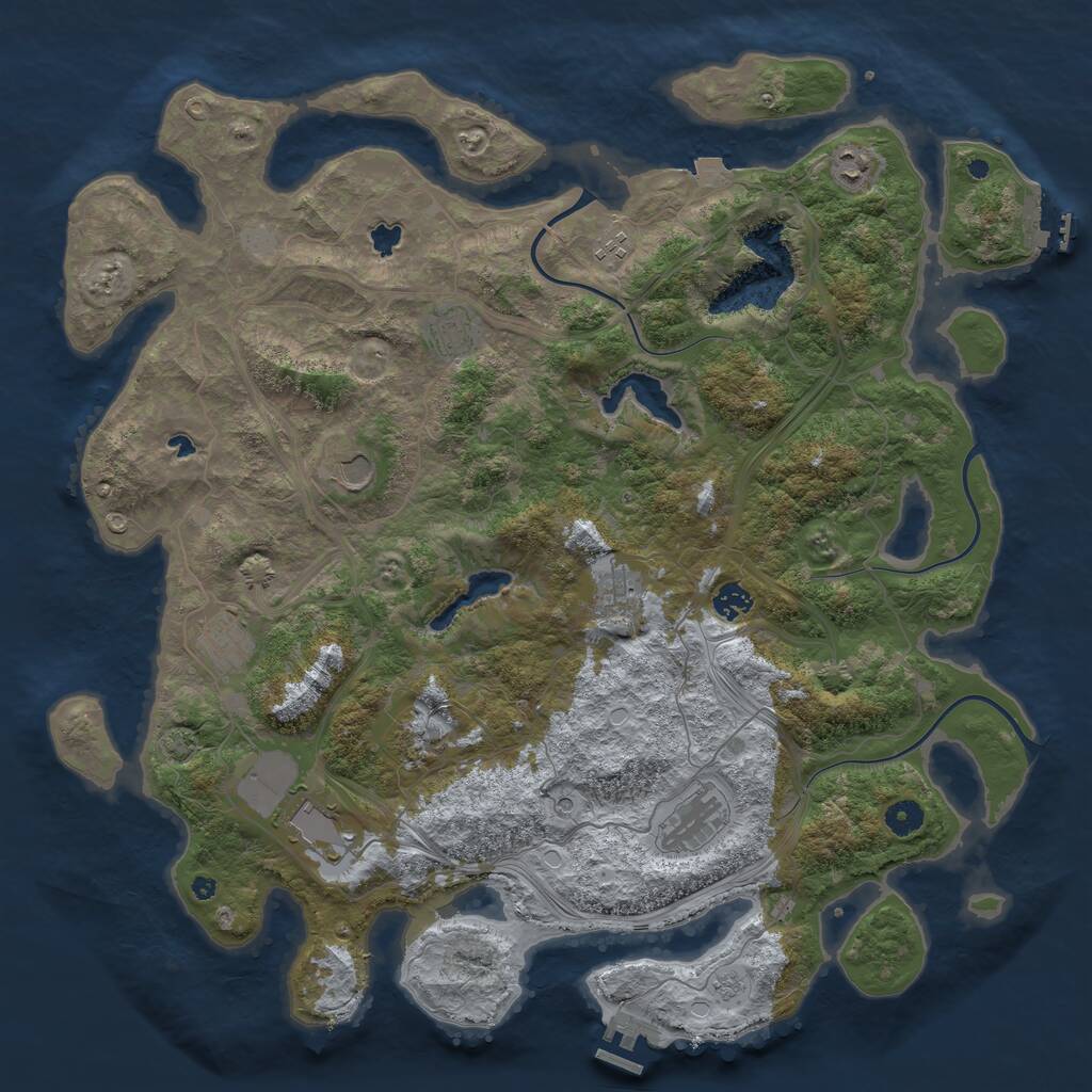 Rust Map: Procedural Map, Size: 4500, Seed: 1251422084, 16 Monuments