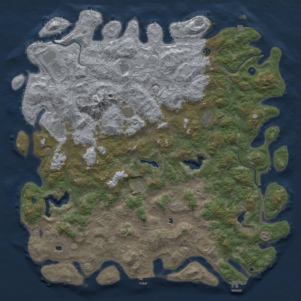 Rust Map: Procedural Map, Size: 6000, Seed: 517877388, 17 Monuments