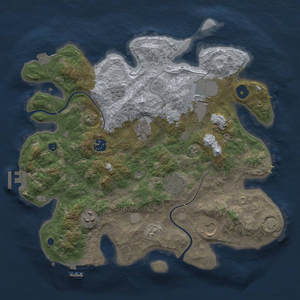 Rust Map: Procedural Map, Size: 3500, Seed: 1937228413, 13 Monuments