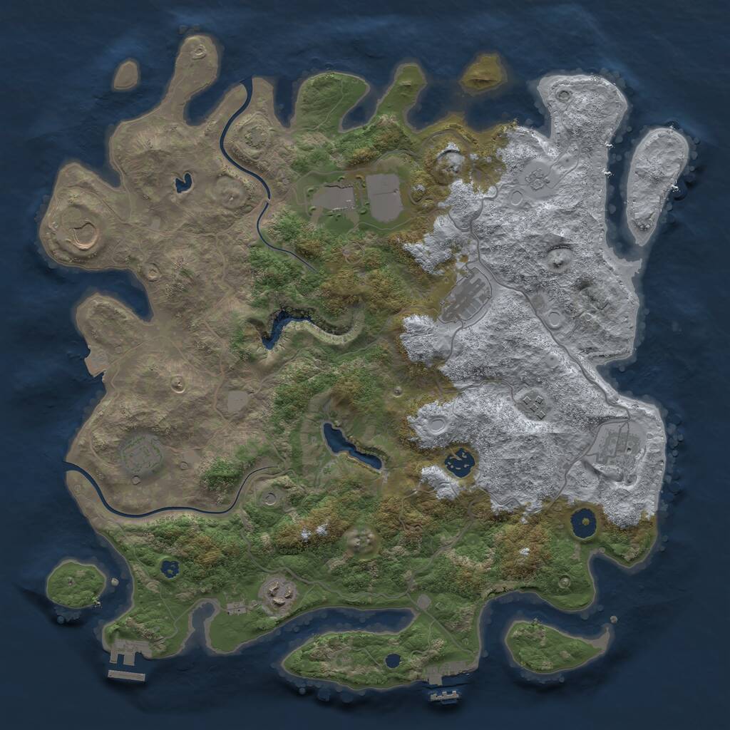 Rust Map: Procedural Map, Size: 4000, Seed: 1194256210, 14 Monuments