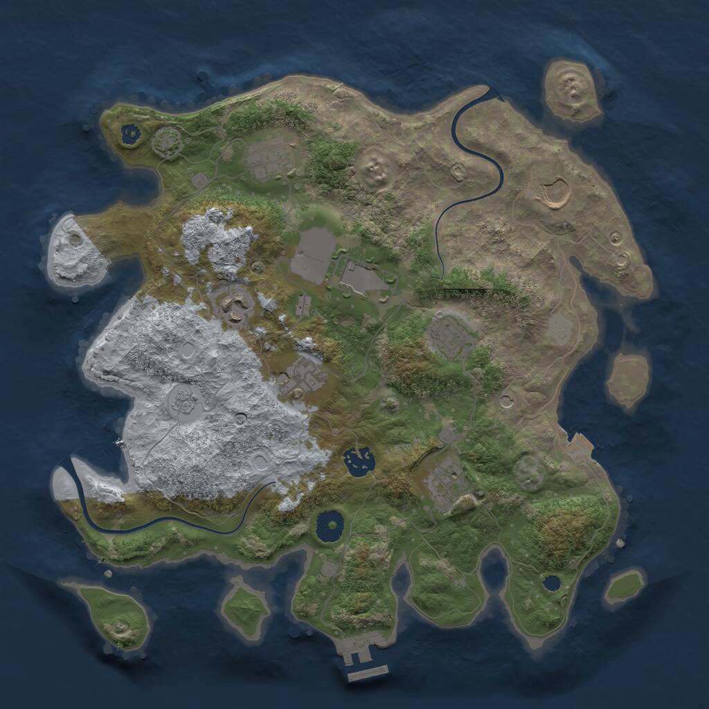 Rust Map: Procedural Map, Size: 3500, Seed: 448184214, 13 Monuments
