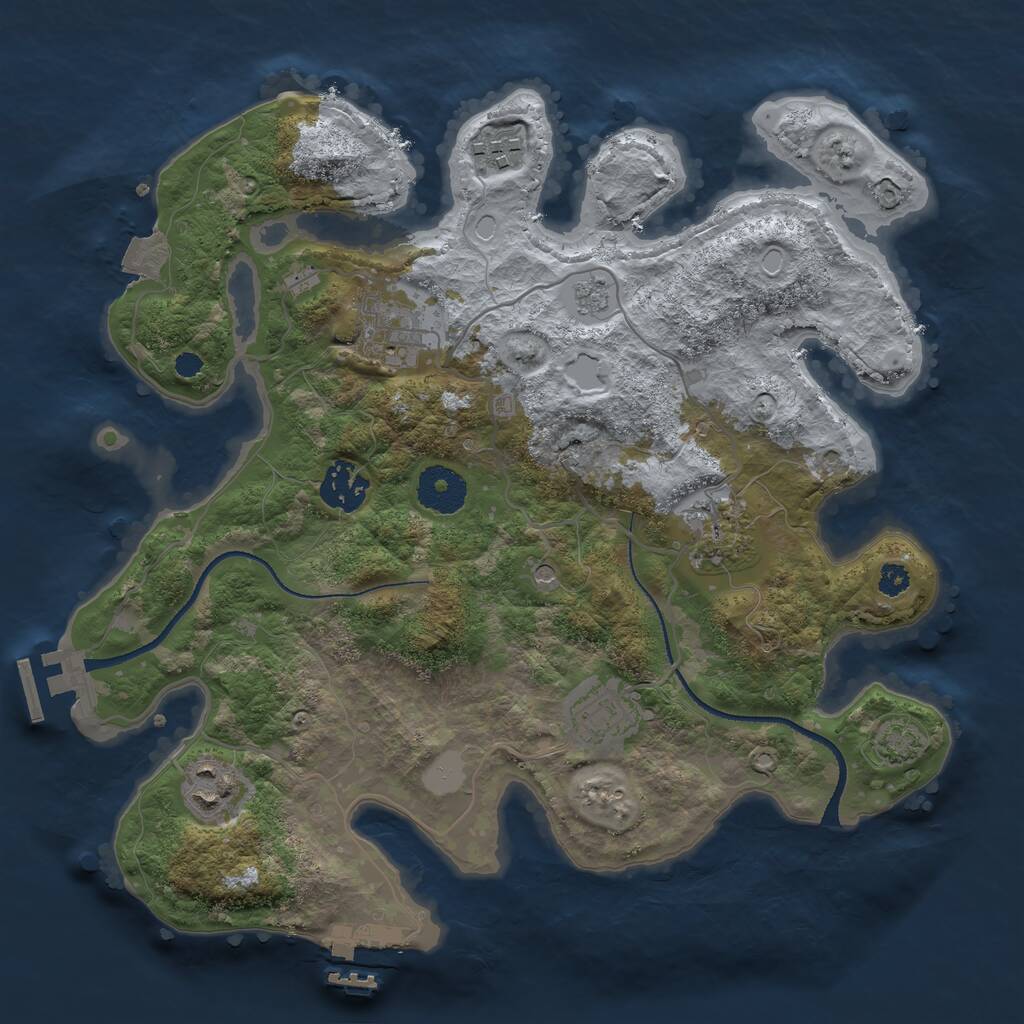 Rust Map: Procedural Map, Size: 3200, Seed: 2094508465, 12 Monuments