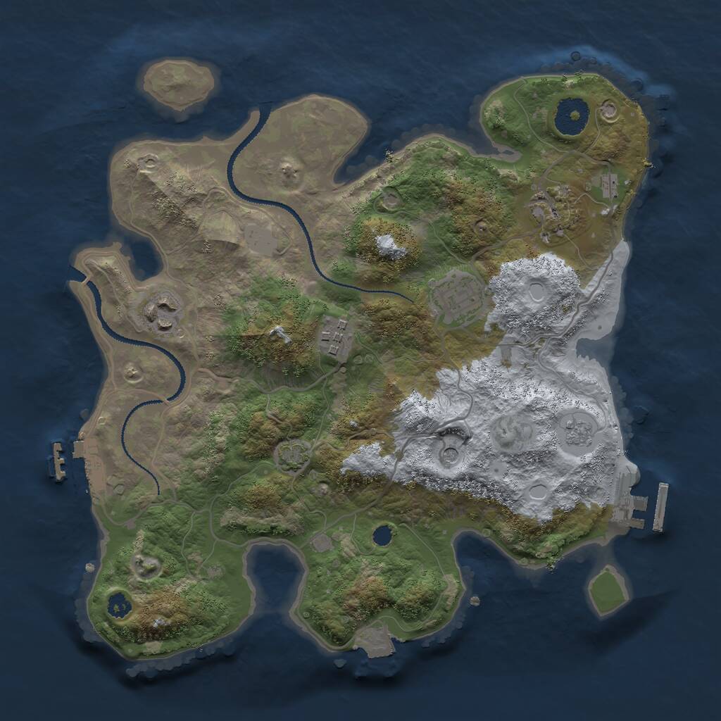 Rust Map: Procedural Map, Size: 3000, Seed: 1784190673, 10 Monuments