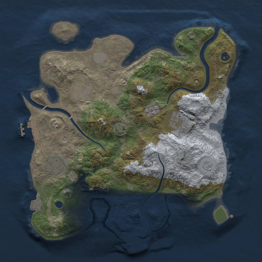 Rust Map: Procedural Map, Size: 3000, Seed: 1784190673, 10 Monuments