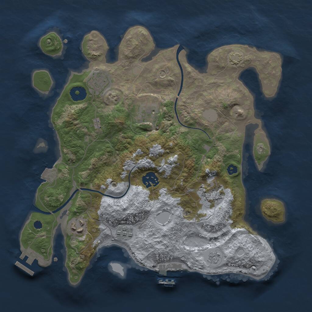 Rust Map: Procedural Map, Size: 3000, Seed: 41391, 12 Monuments