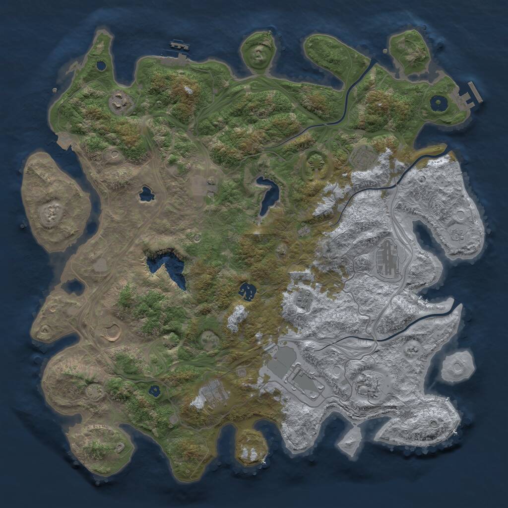 Rust Map: Procedural Map, Size: 4400, Seed: 49792035, 16 Monuments