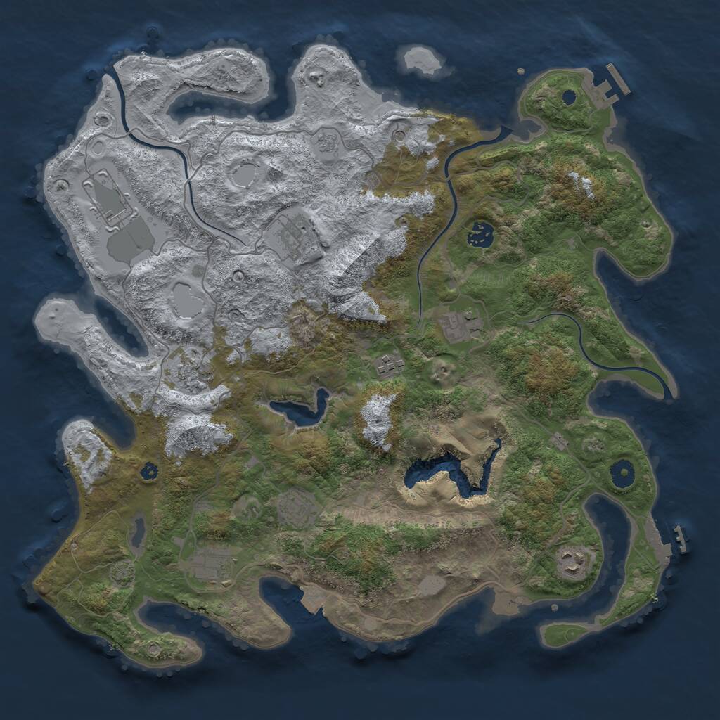 Rust Map: Procedural Map, Size: 4100, Seed: 3424532, 15 Monuments