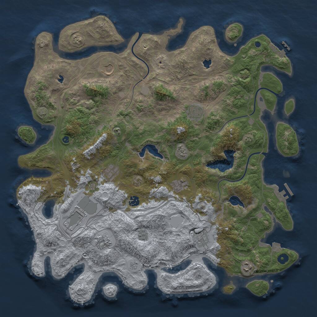 Rust Map: Procedural Map, Size: 4500, Seed: 734855218, 16 Monuments