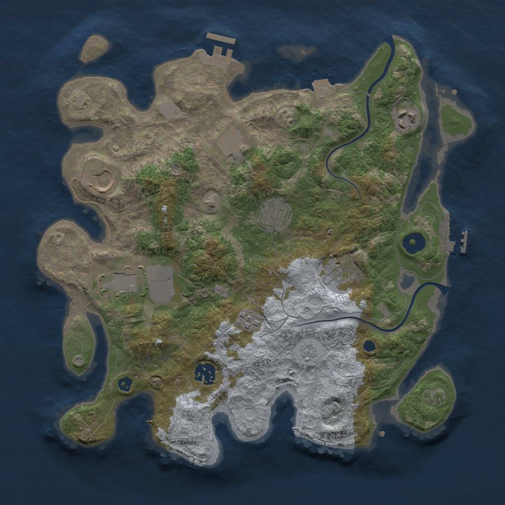 Rust Map: Procedural Map, Size: 3500, Seed: 1012242949, 13 Monuments