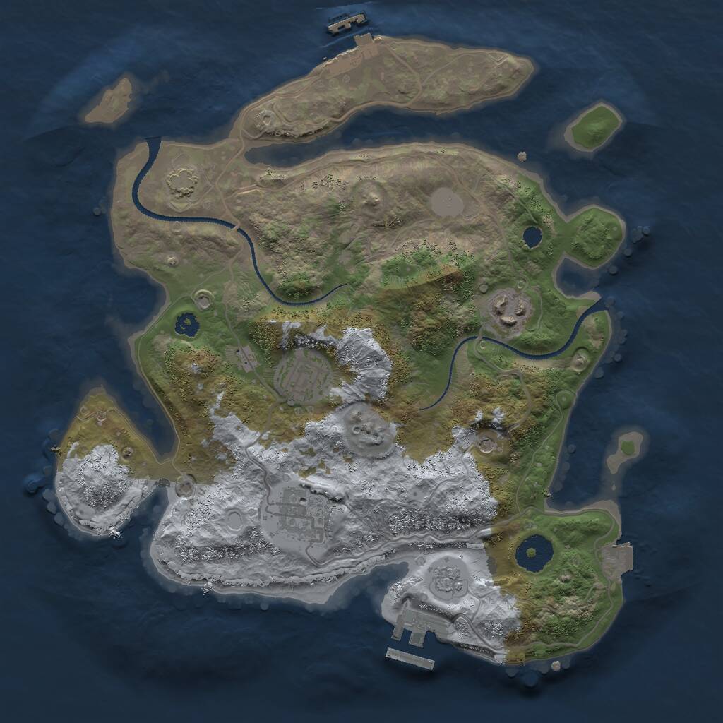 Rust Map: Procedural Map, Size: 3000, Seed: 1549034087, 9 Monuments