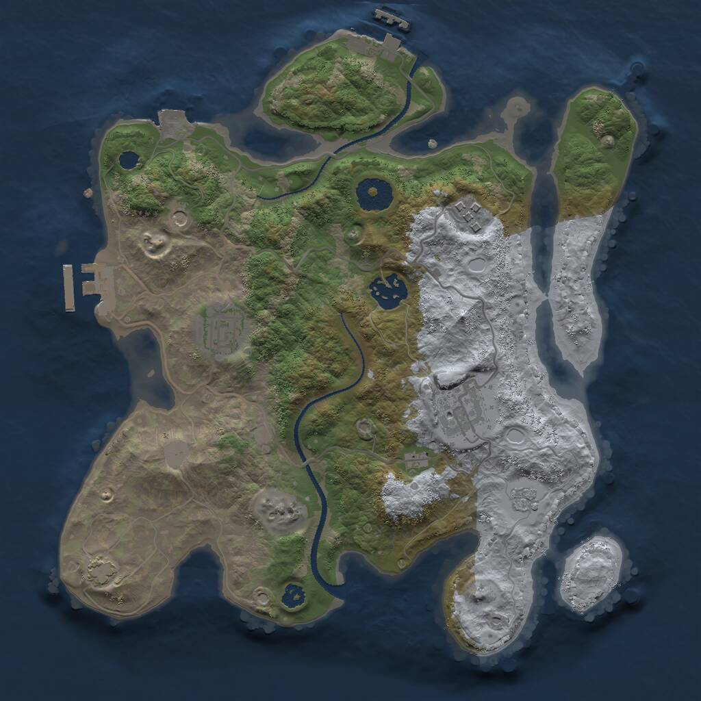 Rust Map: Procedural Map, Size: 3000, Seed: 1322206213, 10 Monuments