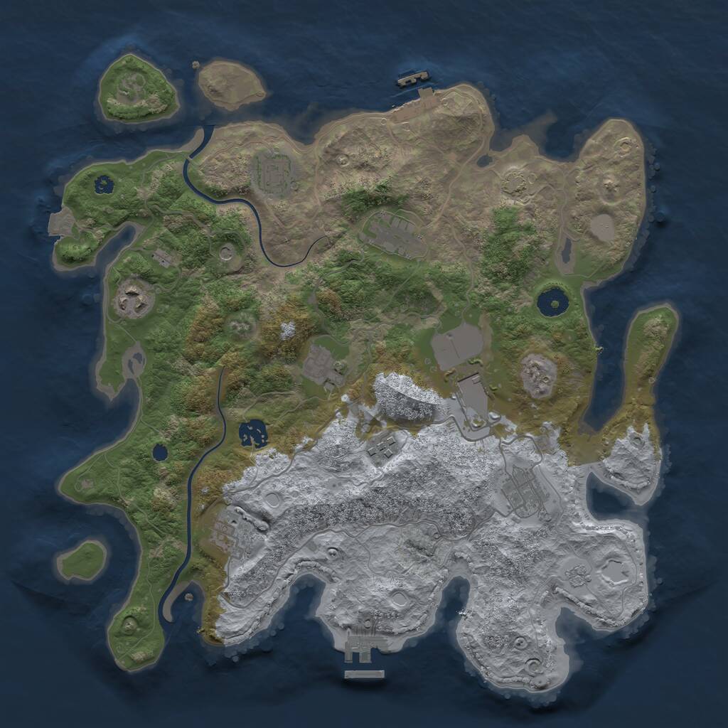 Rust Map: Procedural Map, Size: 3700, Seed: 433780881, 15 Monuments