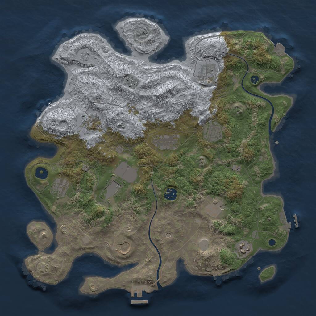 Rust Map: Procedural Map, Size: 3800, Seed: 765465543, 17 Monuments