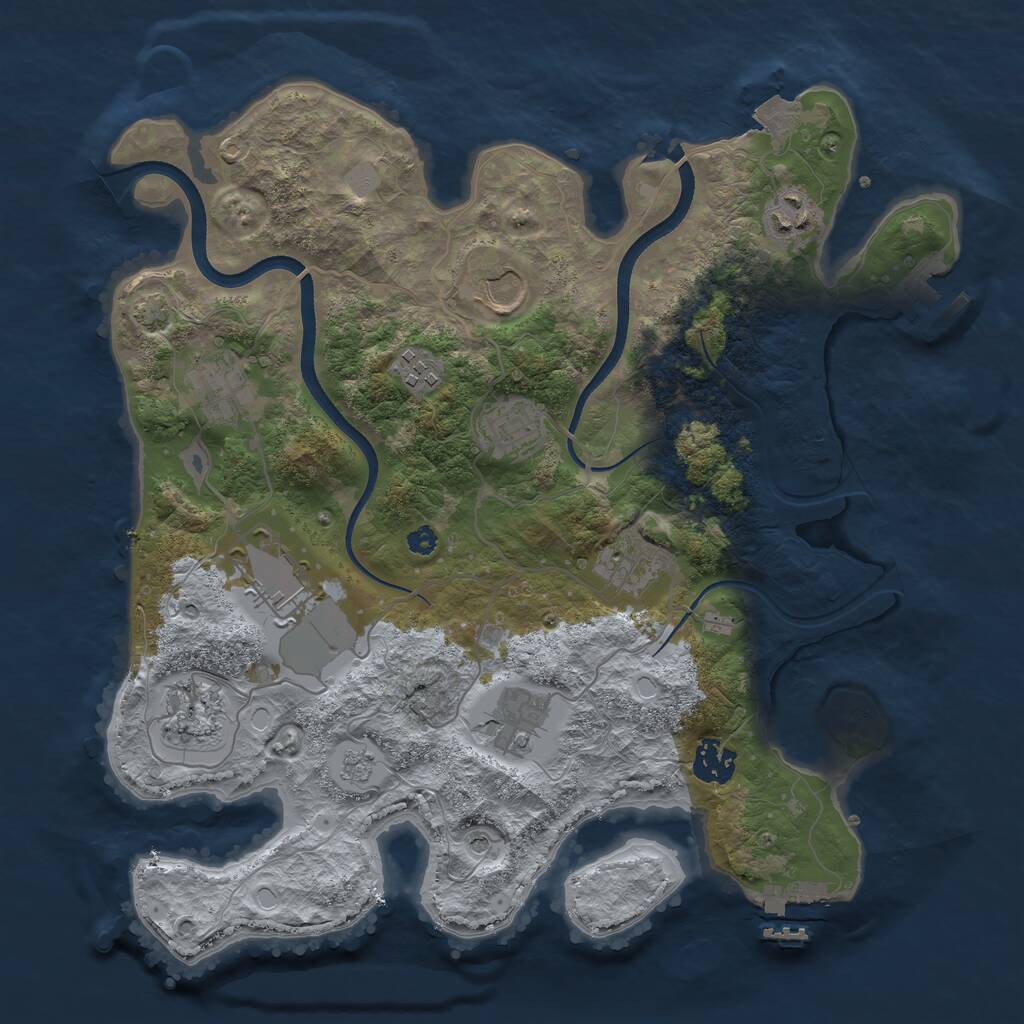 Rust Map: Procedural Map, Size: 3500, Seed: 663971513, 16 Monuments