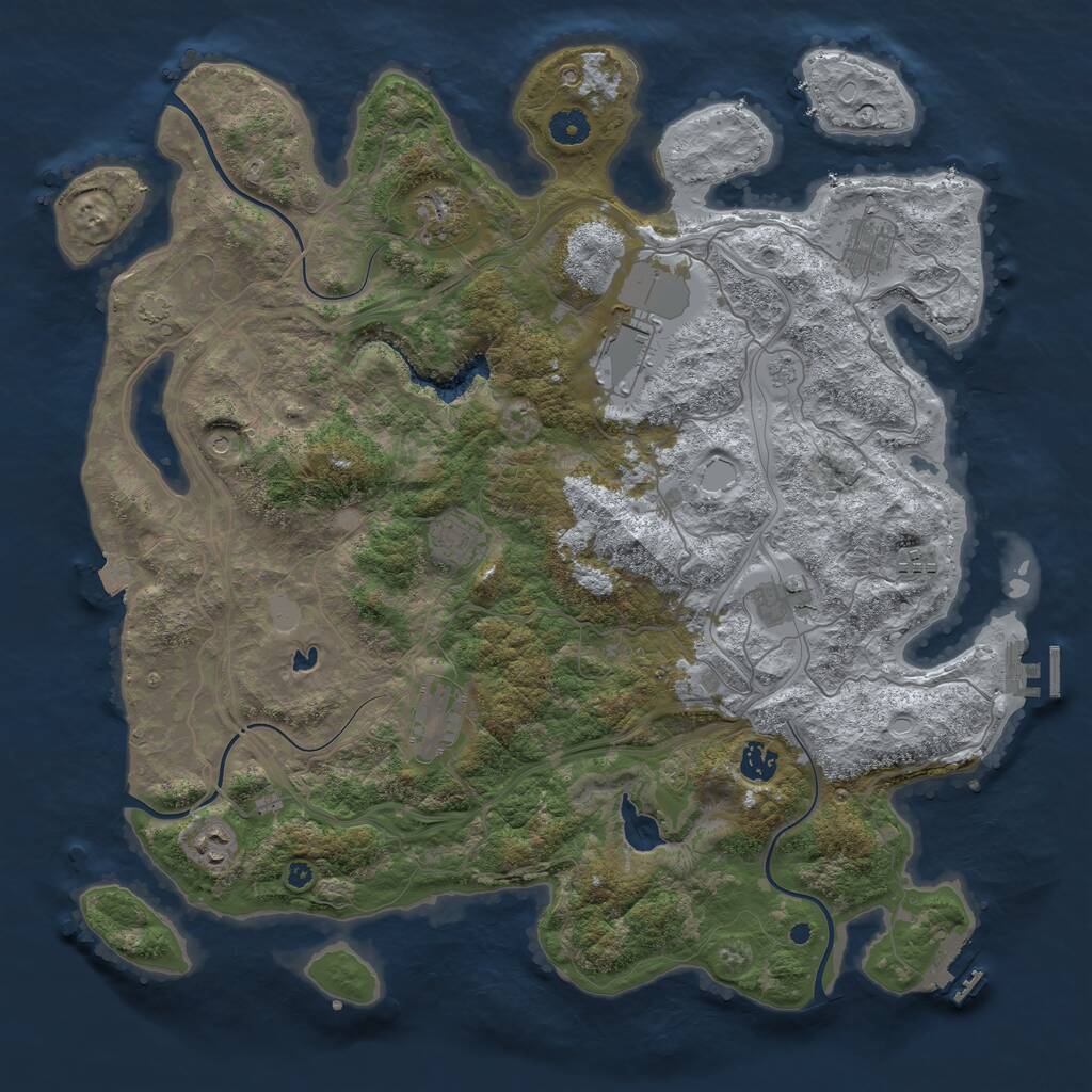 Rust Map: Procedural Map, Size: 4300, Seed: 1786250841, 15 Monuments