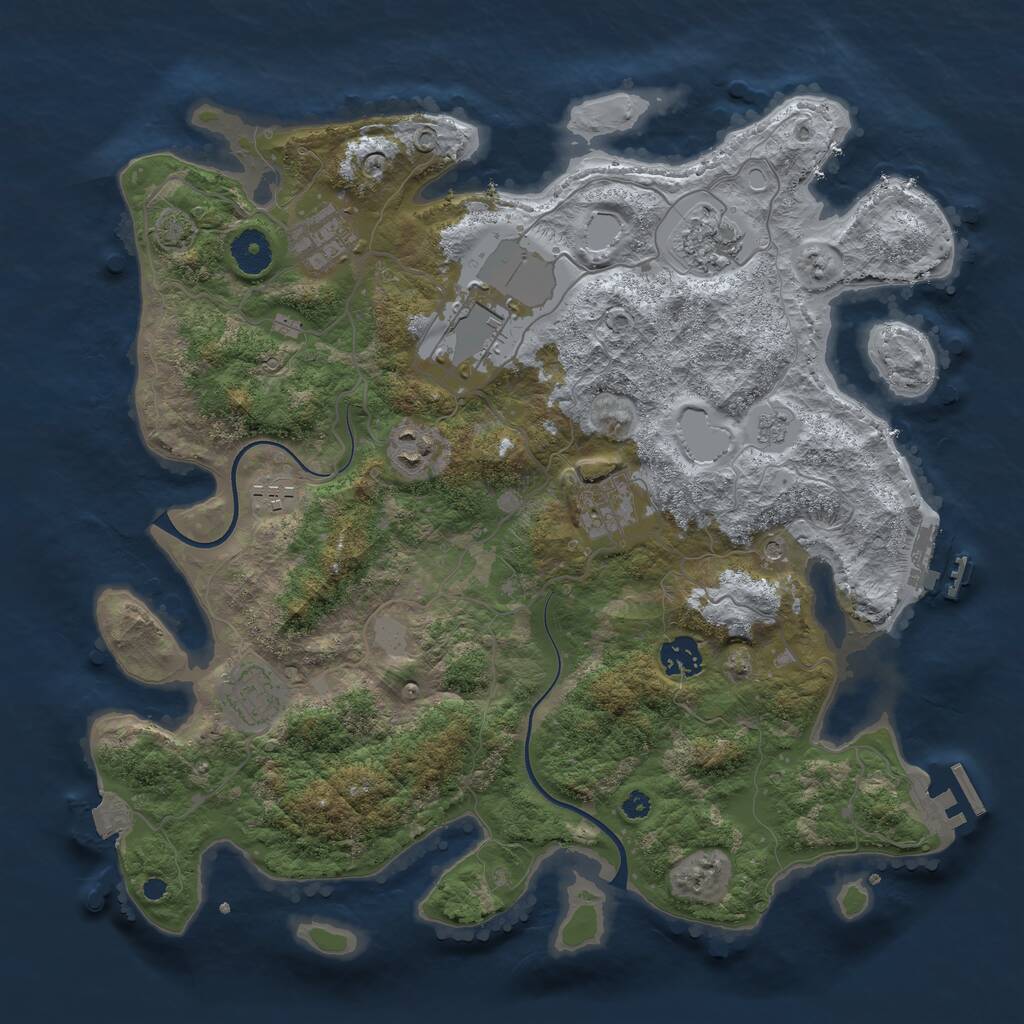 Rust Map: Procedural Map, Size: 3700, Seed: 582199237, 14 Monuments