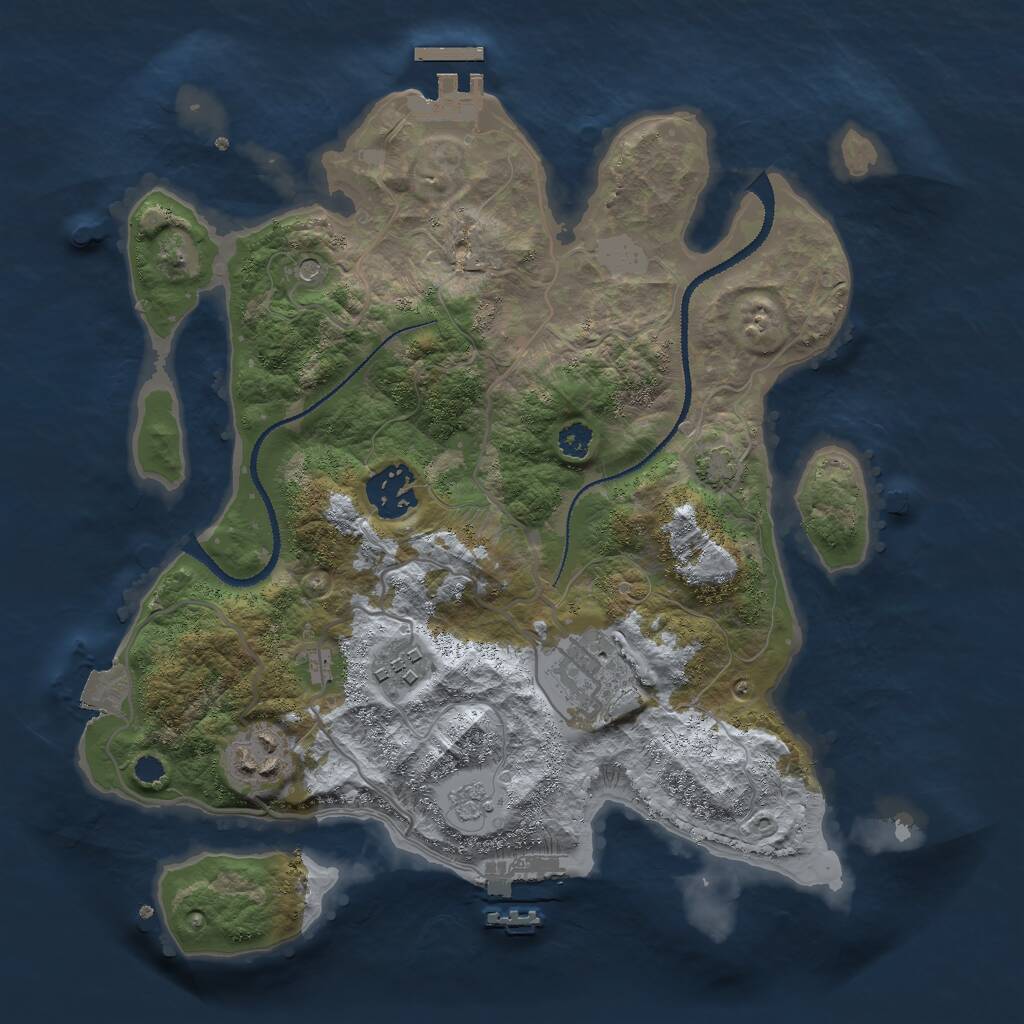 Rust Map: Procedural Map, Size: 3000, Seed: 897690, 10 Monuments