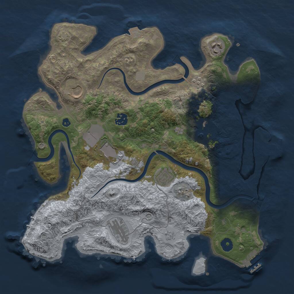 Rust Map: Procedural Map, Size: 3500, Seed: 555692723, 14 Monuments