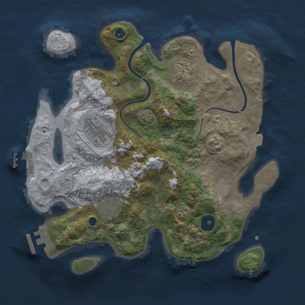 Rust Map: Procedural Map, Size: 3000, Seed: 529435934, 8 Monuments