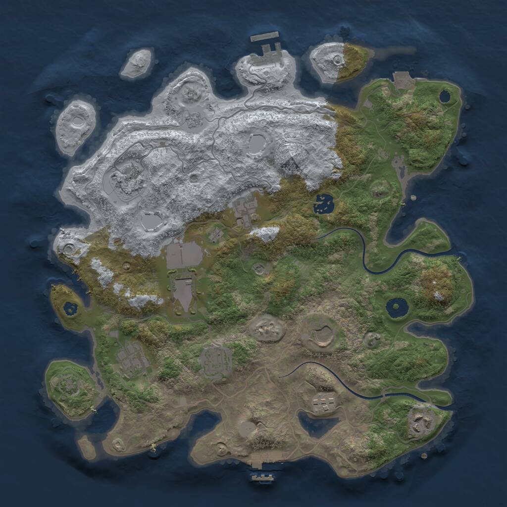 Rust Map: Procedural Map, Size: 3600, Seed: 323, 15 Monuments