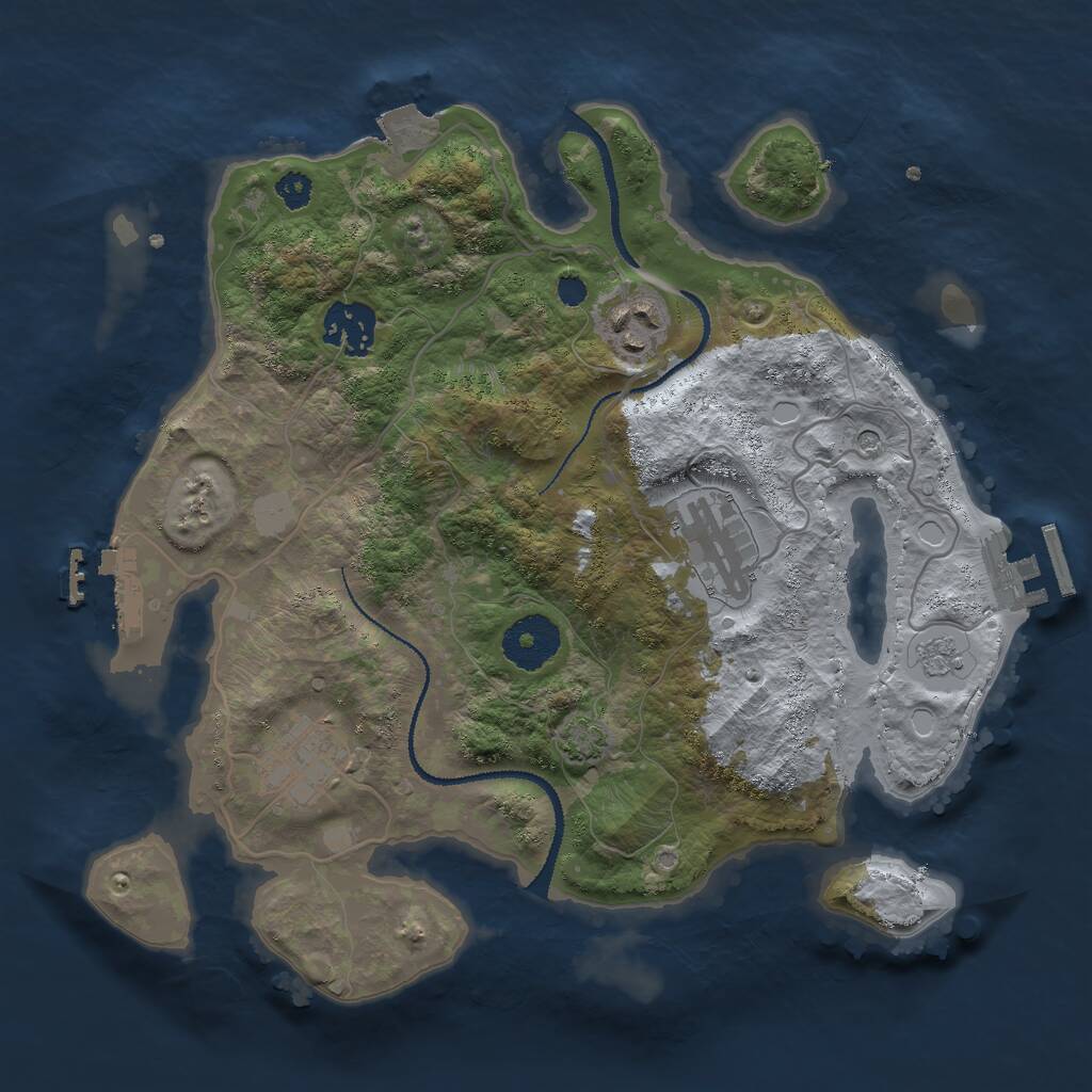 Rust Map: Procedural Map, Size: 3000, Seed: 98643, 10 Monuments