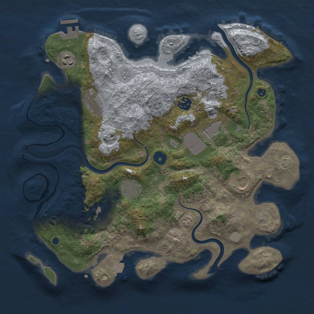 Rust Map: Procedural Map, Size: 3600, Seed: 303, 14 Monuments