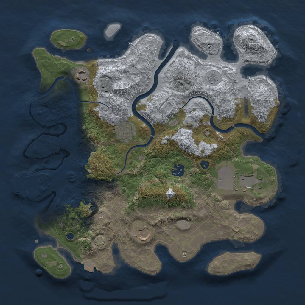 Rust Map: Procedural Map, Size: 3500, Seed: 24696946, 11 Monuments