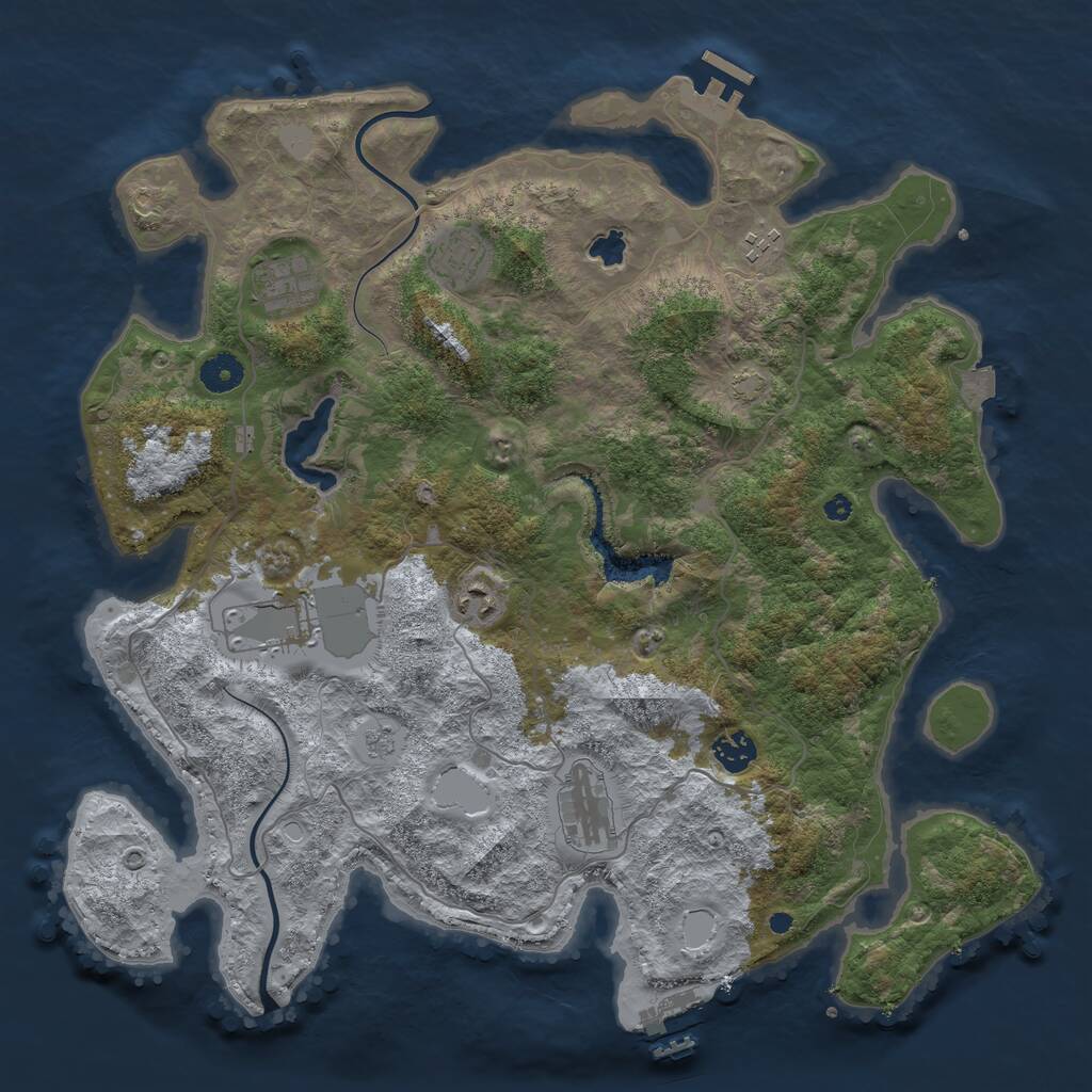 Rust Map: Procedural Map, Size: 4000, Seed: 97690, 12 Monuments