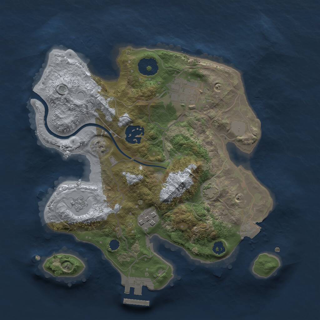 Rust Map: Procedural Map, Size: 2500, Seed: 1266643049, 7 Monuments