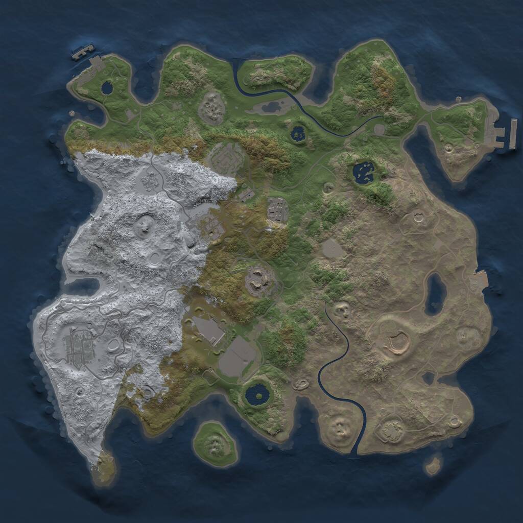 Rust Map: Procedural Map, Size: 3500, Seed: 8090857, 14 Monuments