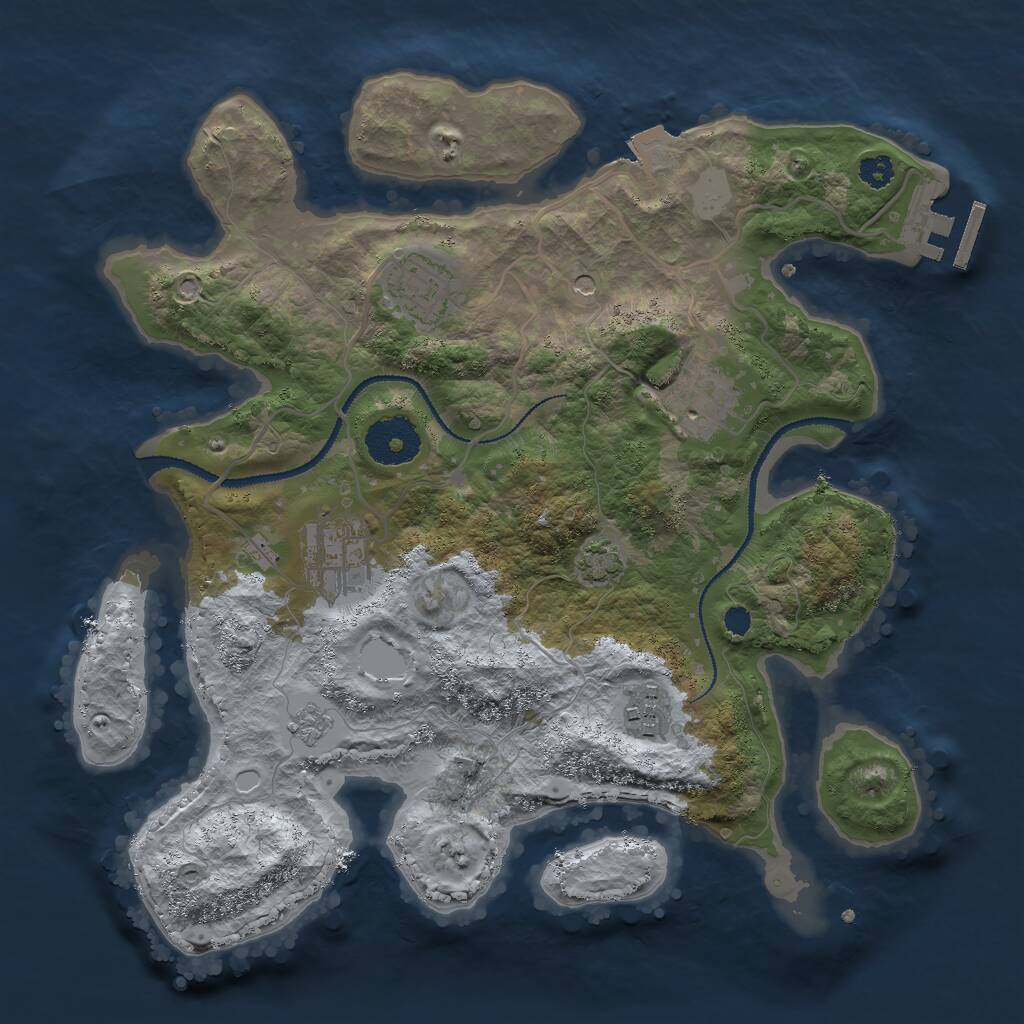 Rust Map: Procedural Map, Size: 3000, Seed: 232424, 9 Monuments